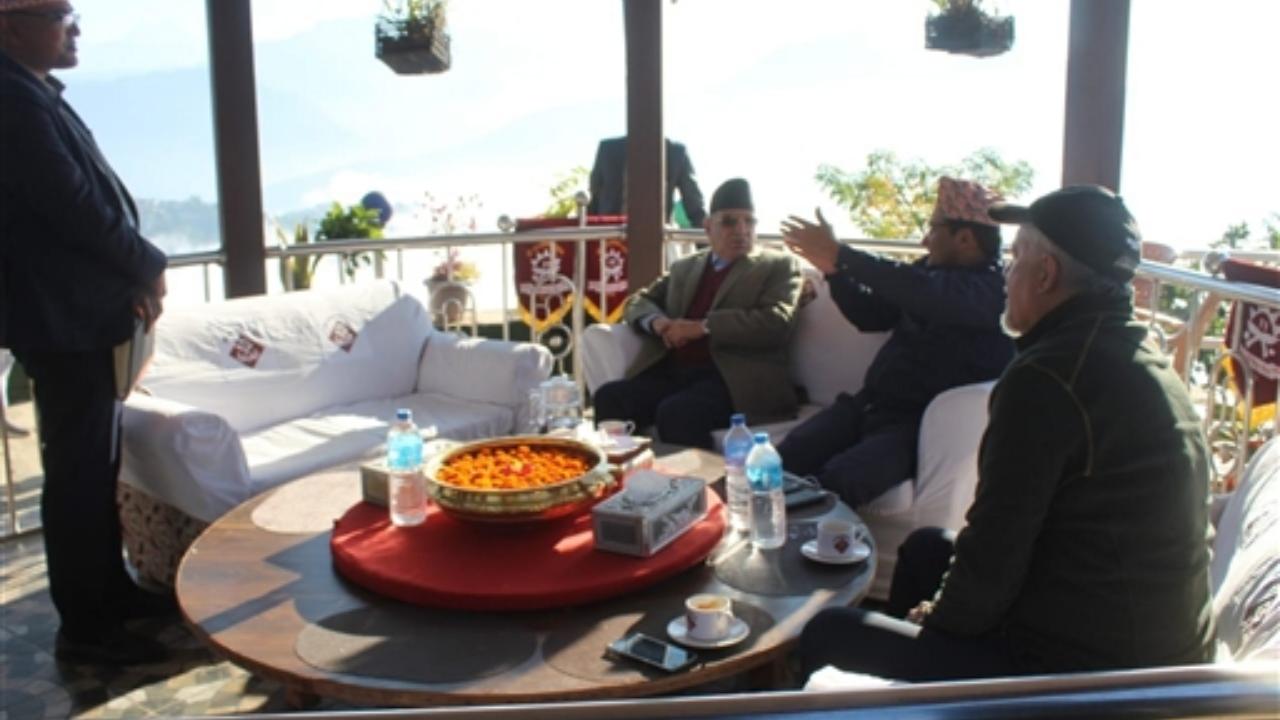Nepal's Prime Minister Pushpa Kamal Dahal 'Prachanda' during his visit at the earthquake site, in Jajarkot (Pic/PTI)