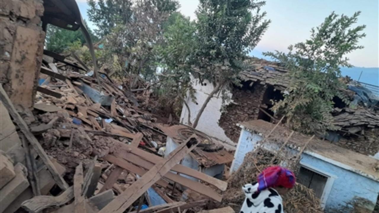 Debris of the buildings a day after a 6.4 magnitude earthquake that killed at least 128 people and injured several others, in Nepal's Jajarkot (pic/PTI)