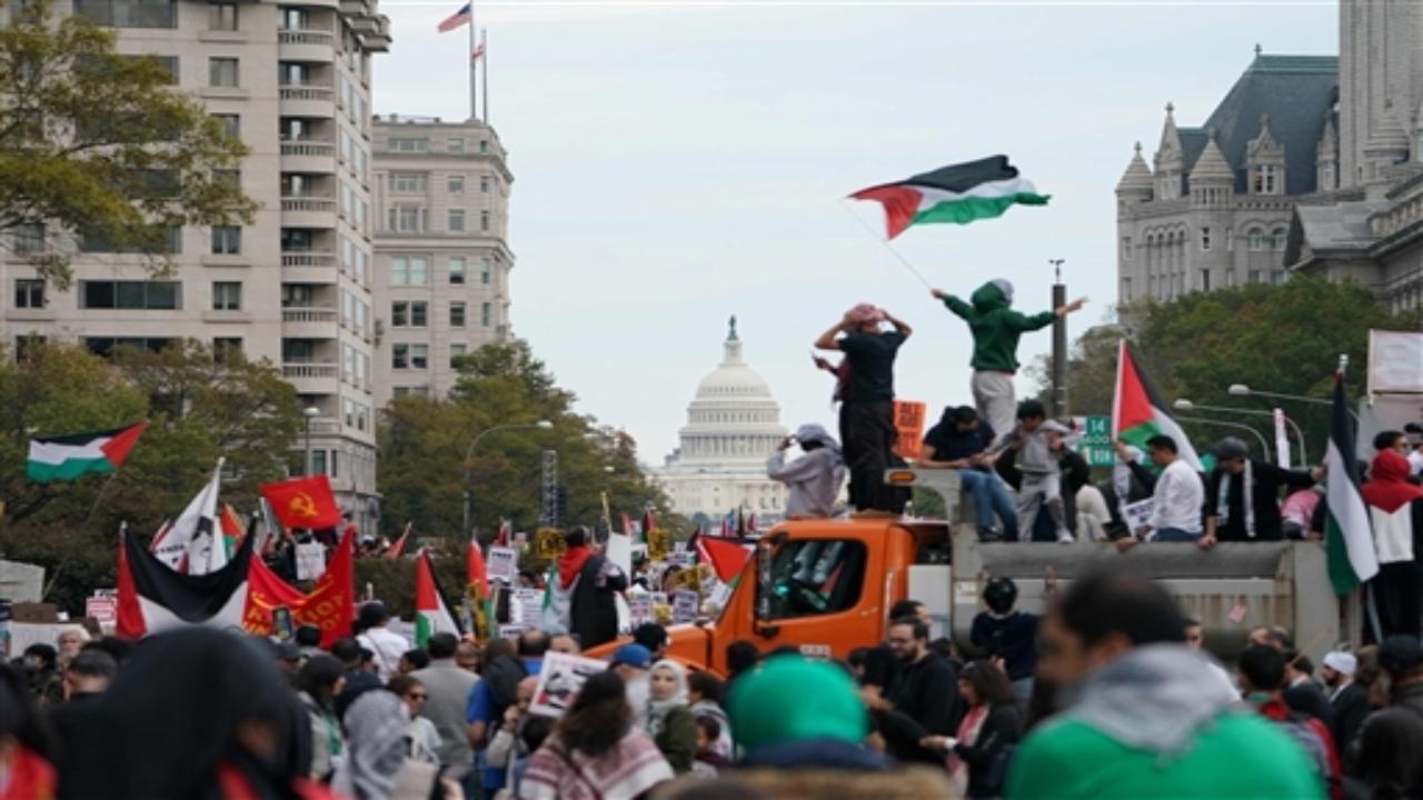 The group of more than 200 demonstrators that gathered in front of the Provo City Library comprised a wide range of races, including Muslims, Arab Americans and immigrants. Many of them dressed in the green, white and red colors of the Palestinian flag.