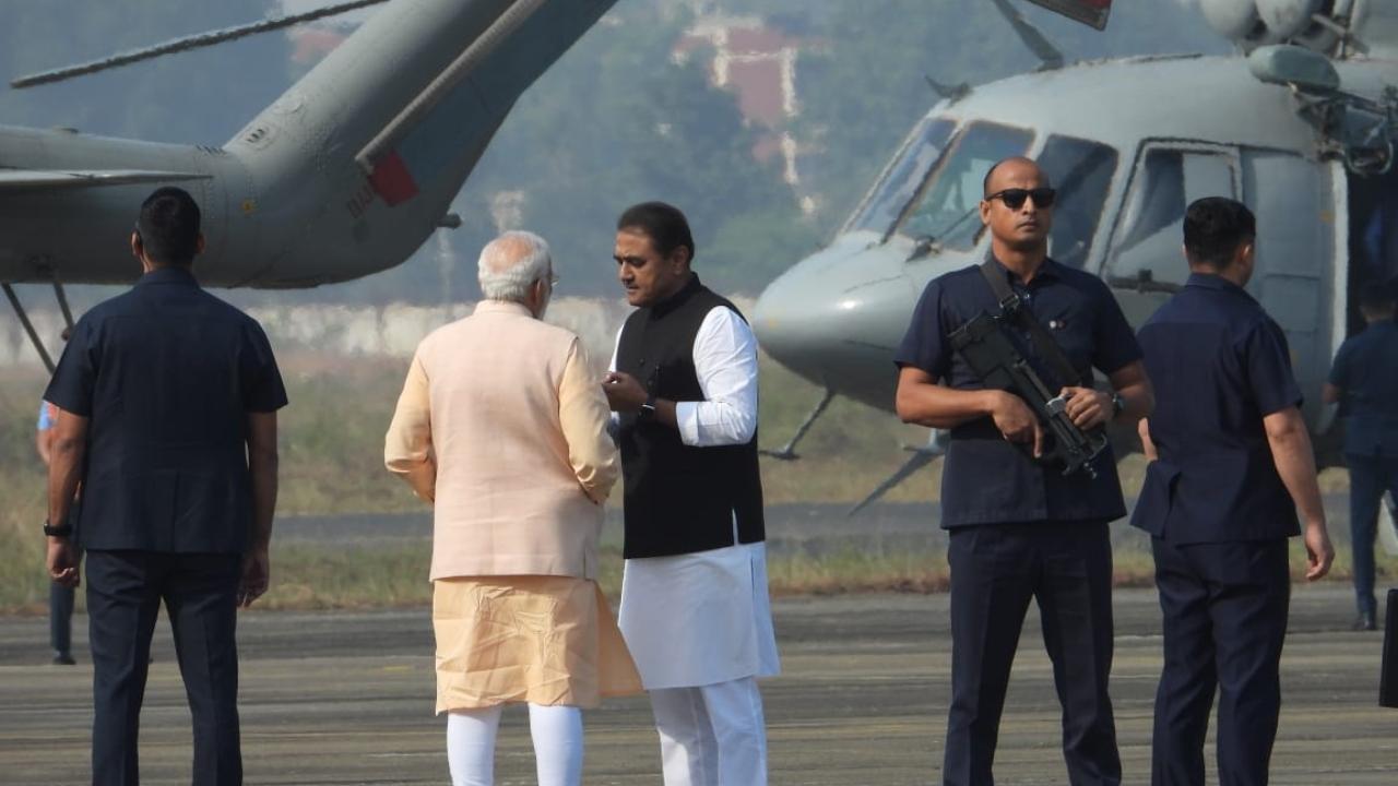 PM Modi left in a helicopter for Dongargarh, a popular pilgrimage spot, in Chhattisgarh's Rajnandagon district