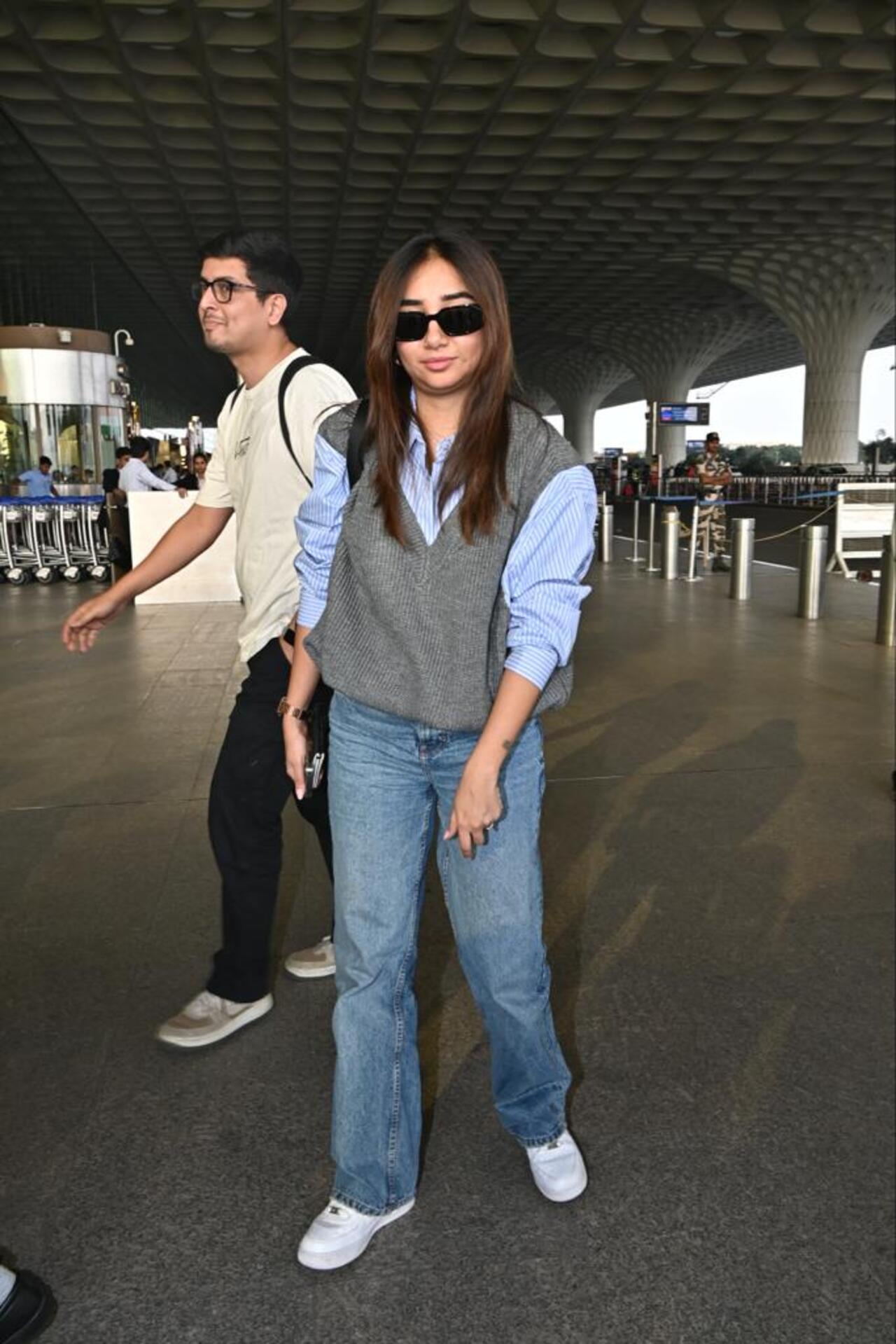 Prajakta Koli and her beau were seen at the airport today