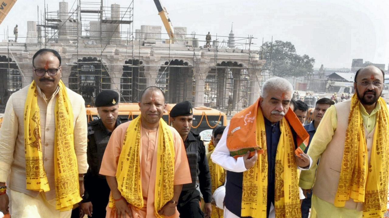 Earlier, Uttar Pradesh CM Yogi Adityanath, along with cabinet ministers, travelled in a bus to reach the Ramkatha Museum