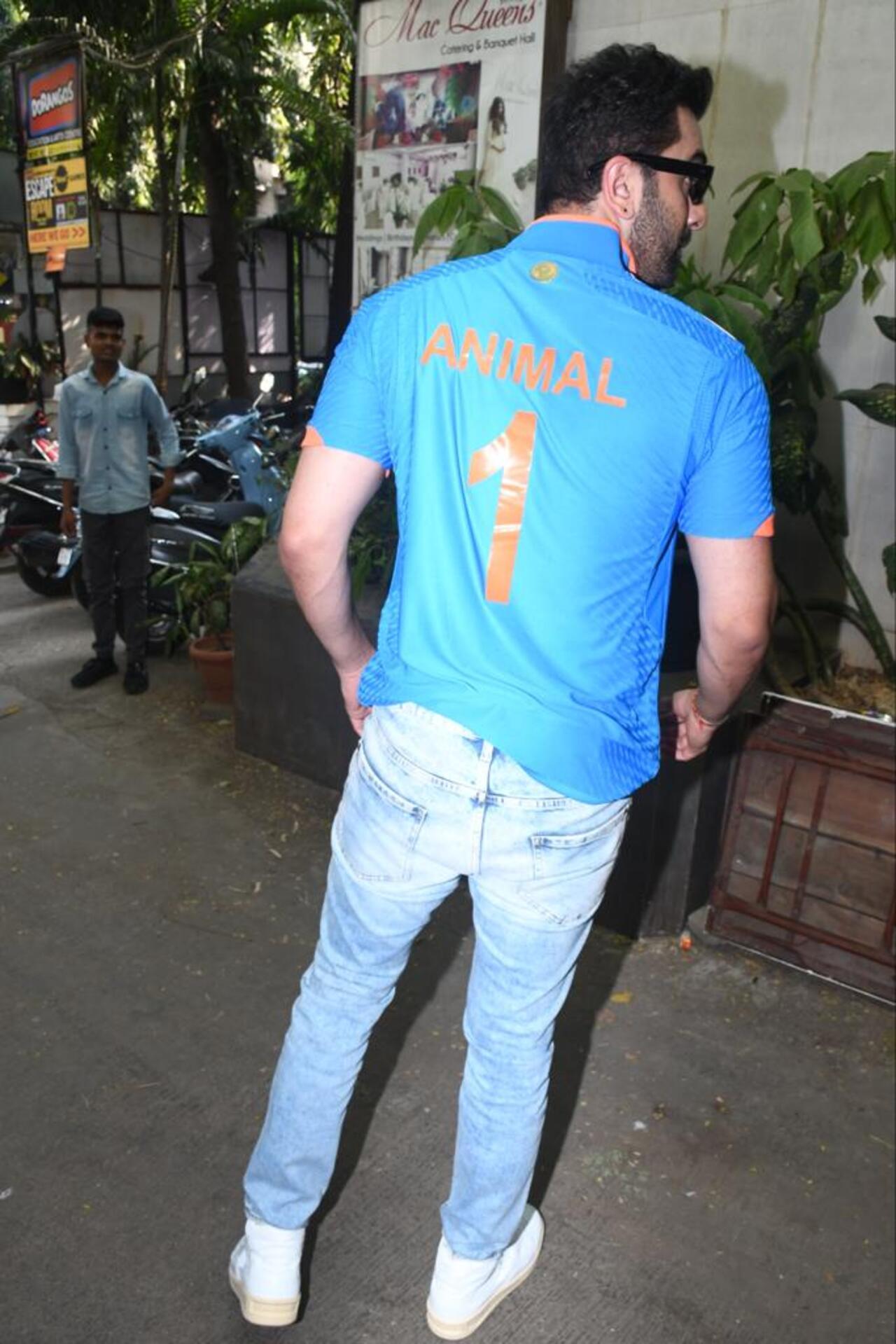 The cricket jersey had Animal written on the back along with the number 1, indicating the film's release date