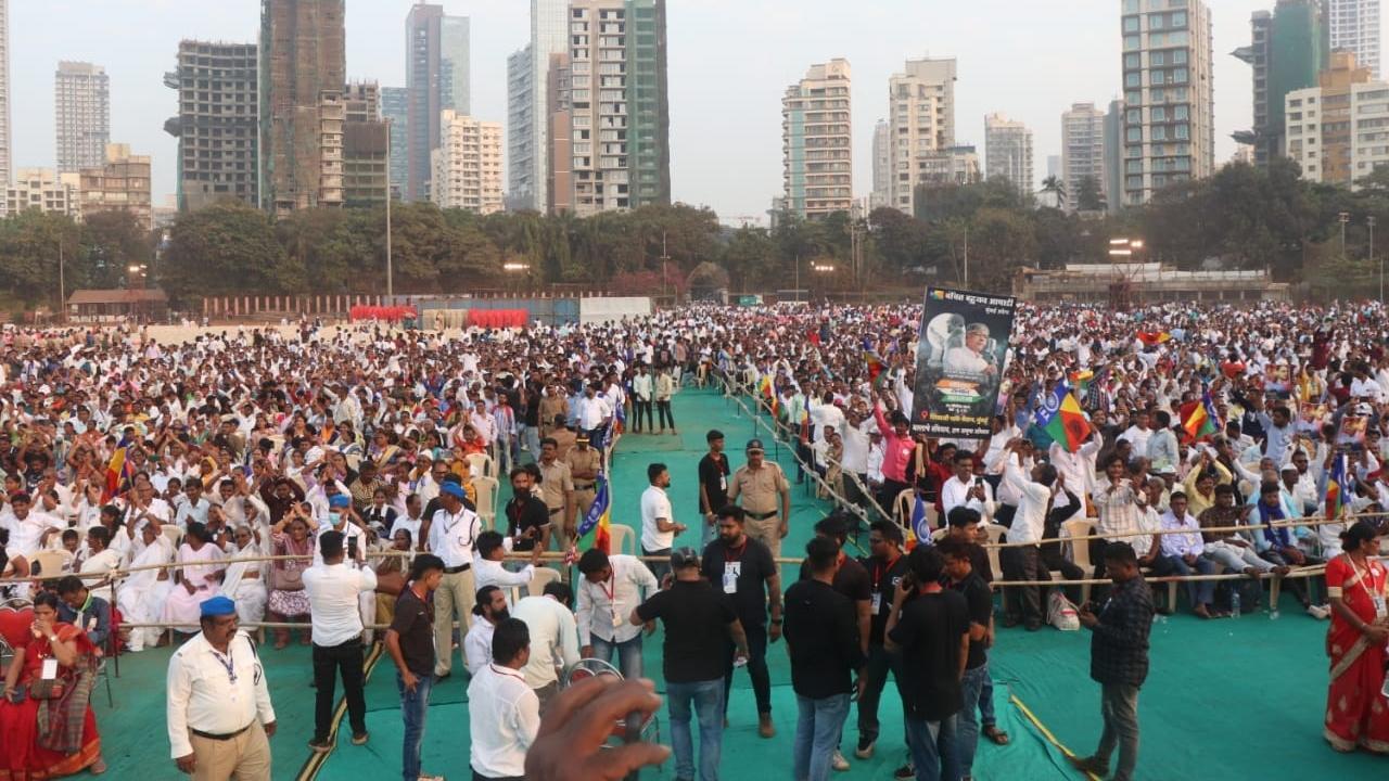 IN PHOTOS: Huge crowds reach Shivaji Park to attend Samvidhan Sanman Mahasabha