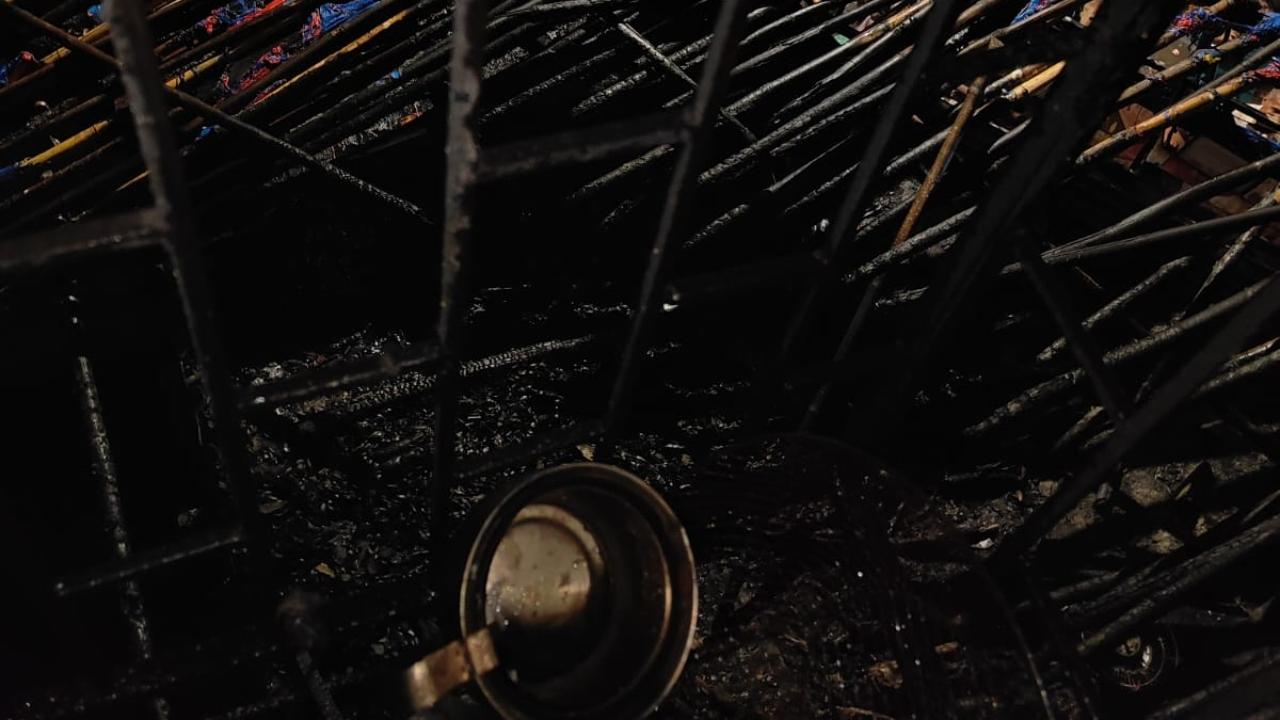 The fire was seen originating from palm leaves on the roof of two shops dealing in watches and garments respectively, the officials added