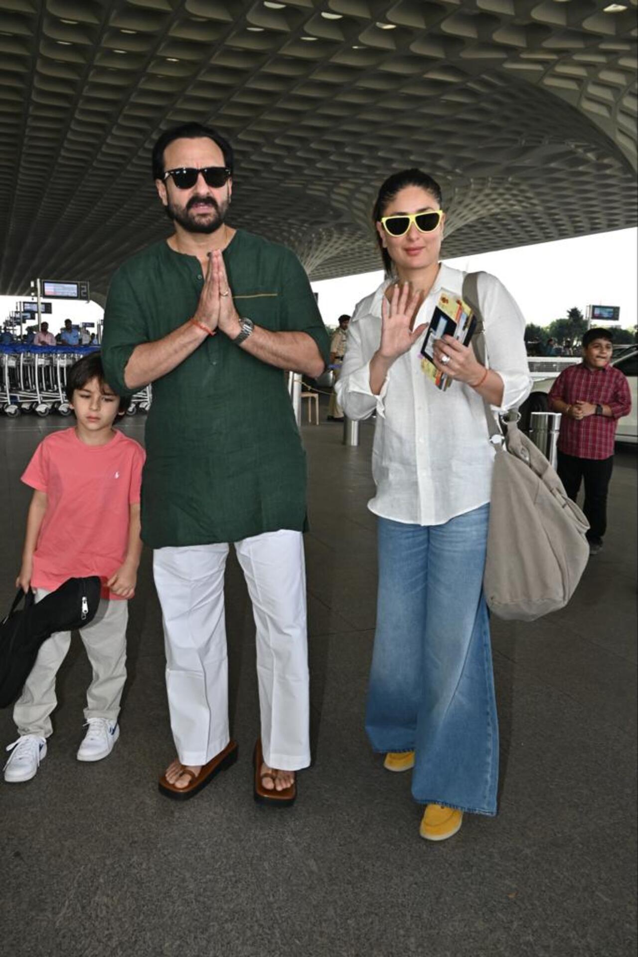 Kareena Kapoor and Saif Ali Khan head out for a holiday with their kids