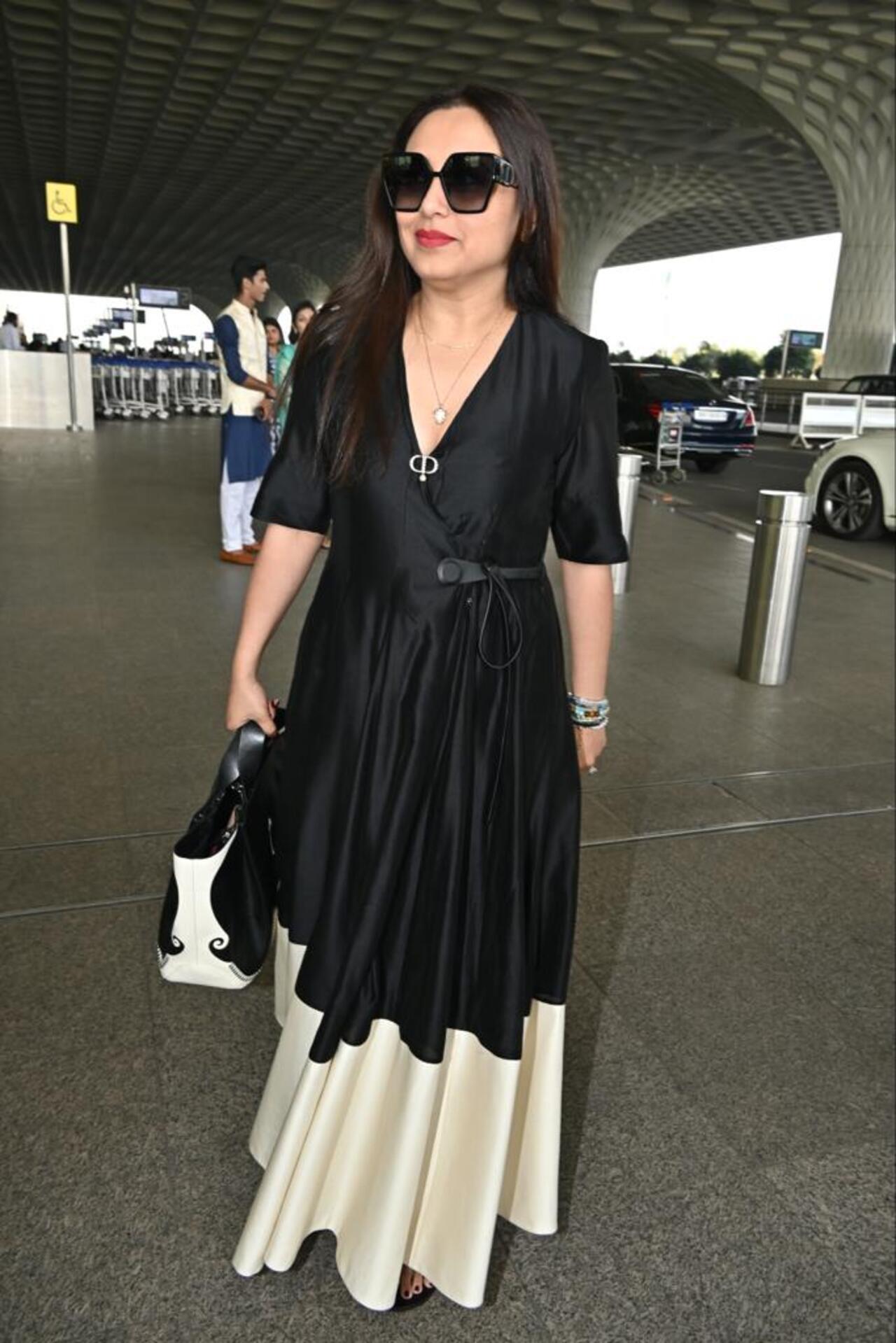 Rani Mukerji was all smiles as she was snapped at the Mumbai airport on Monday morning