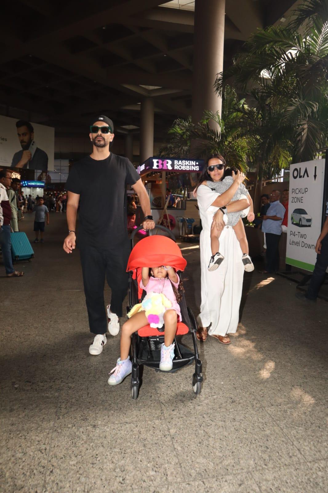 Neha Dhupia and Angad Bedi were photographed as they went out with their children