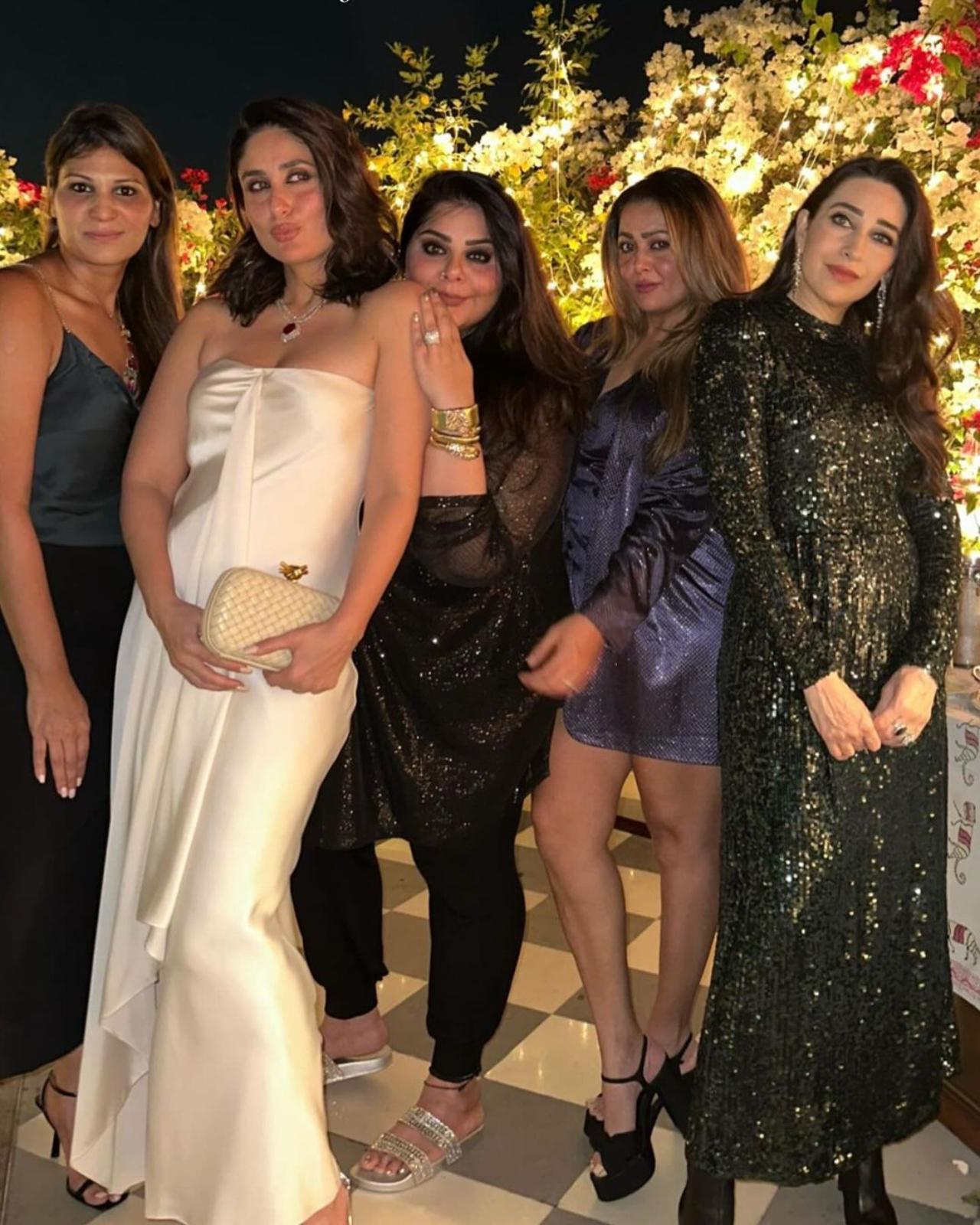 After getting ready, Kareena posted a picture last night posing with Karisma and Amrita Arora. The trio were seen leaving together for the party