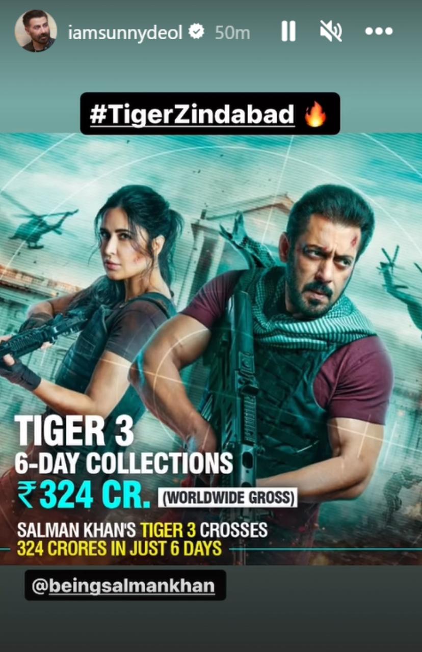 Sunny Deol congratulates Salman Khan on Tiger 3 success Tiger Zindabad