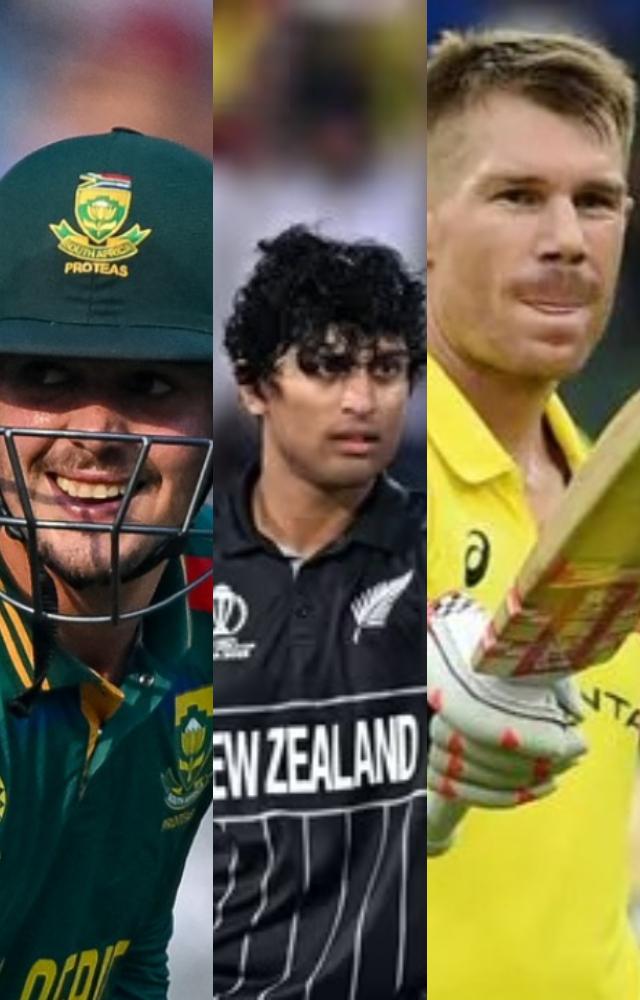 Q. de Kock has scored the most centuries which is 4, R. Ravindra scored 3 centuries and David Warner is the third player to have most centuries which is 2