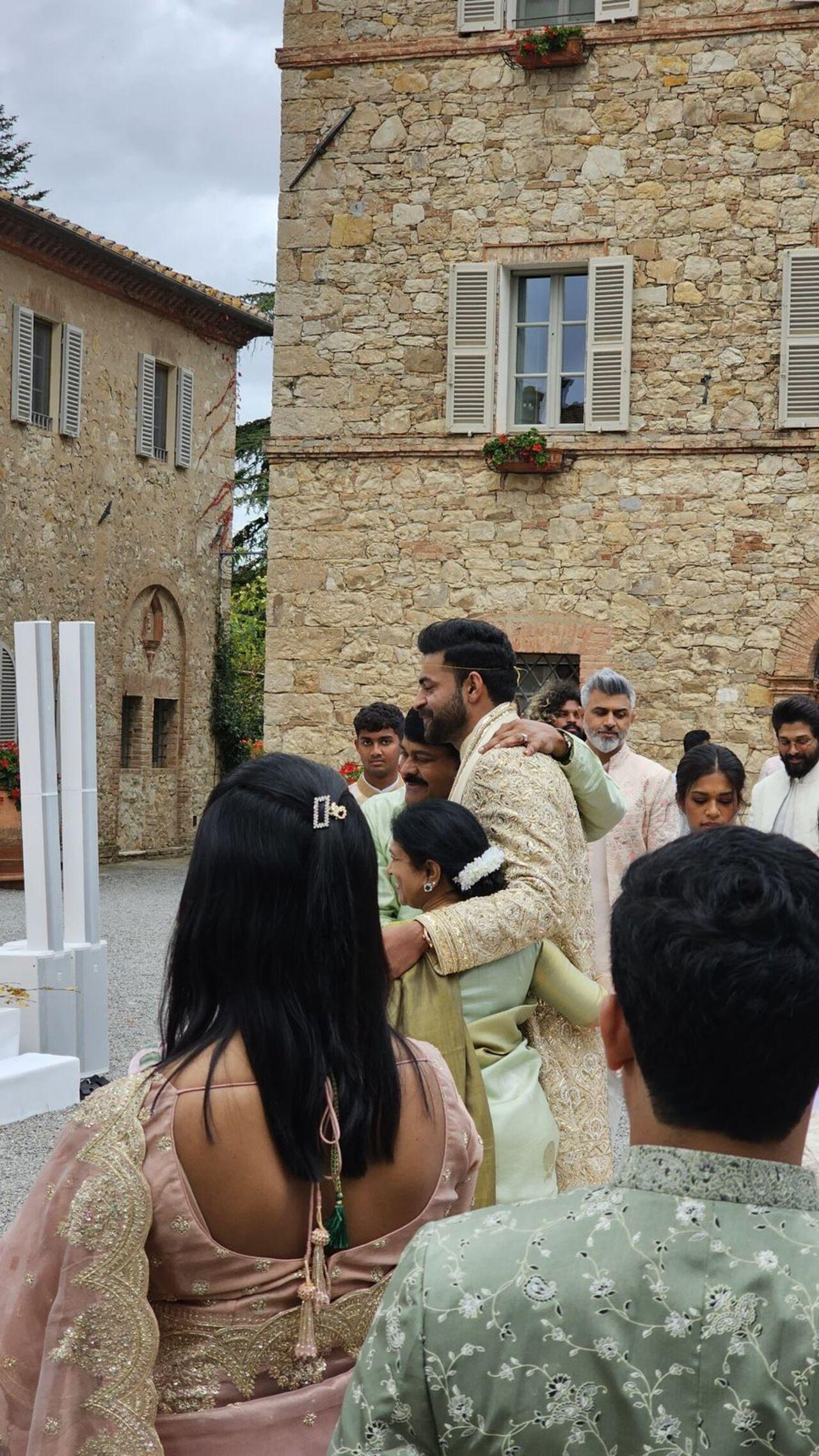 Varun Tej surrounded by his family at the wedding