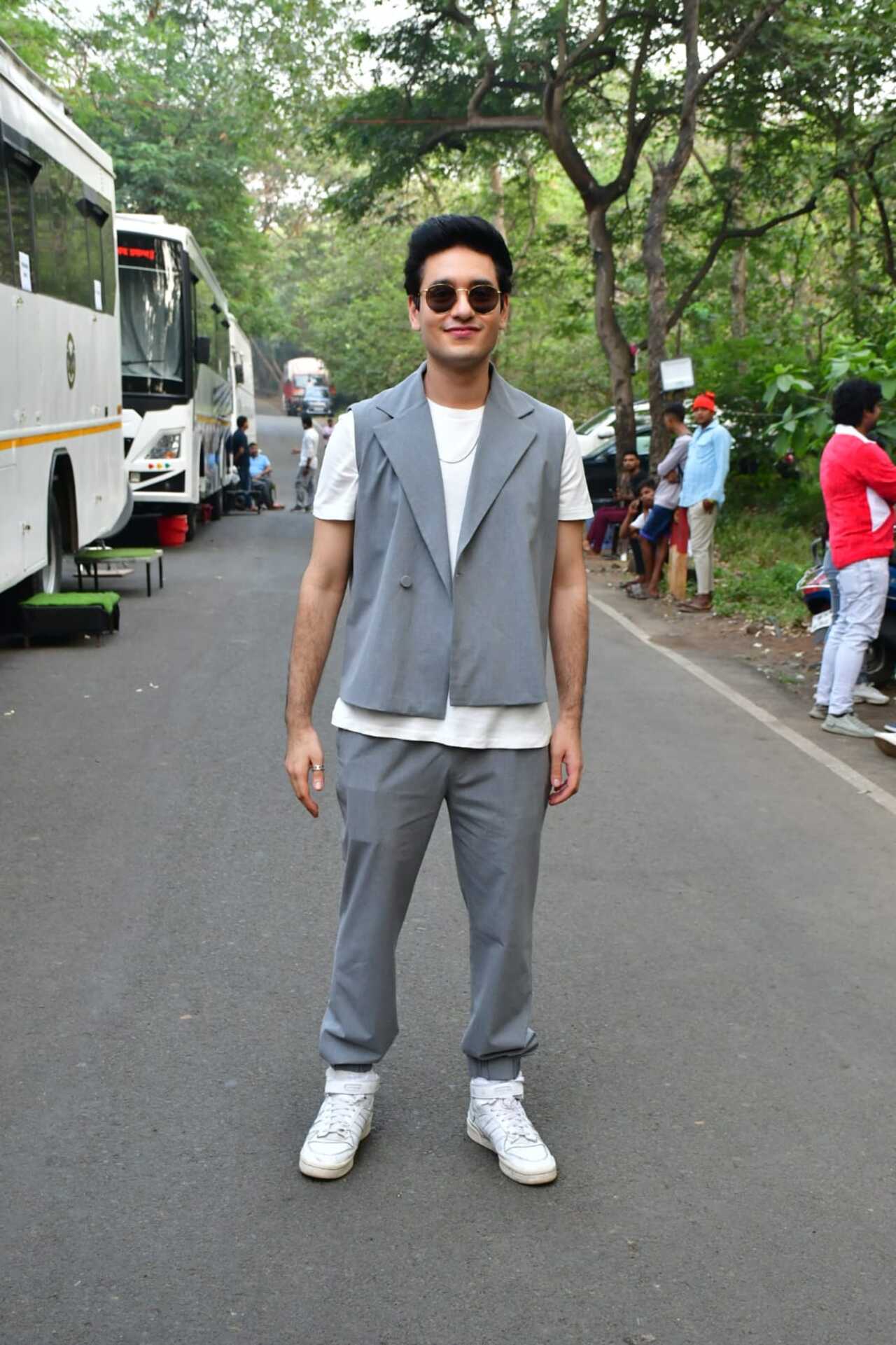 Zeyn Shaw looked dapper in white and grey while promoting Farrey