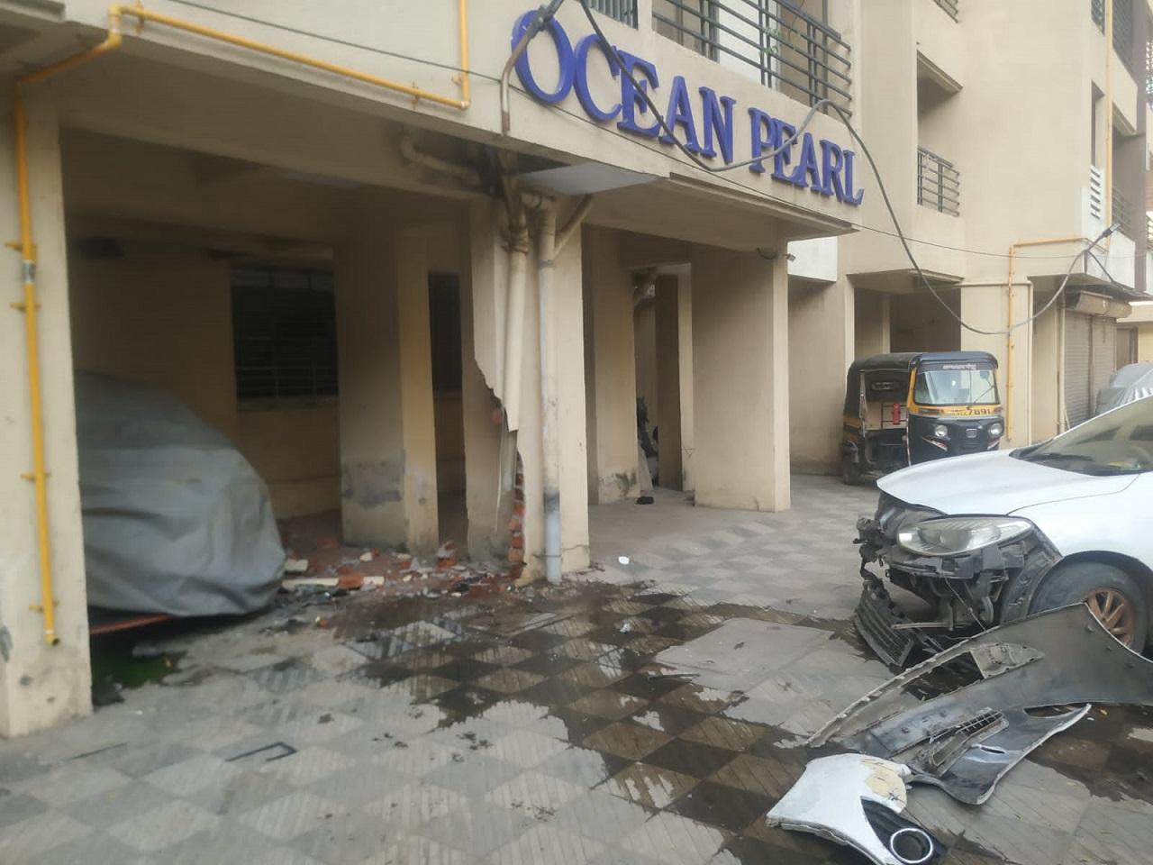 “The car entered the society premises at 2.19 am and it was over-speeding. The man behind the wheel was Sumeet Singh who resides in a different wing of the housing complex. The over-speeding car dashed into the parking wall of Ocean Pearl and damaged a car parked nearby. The impact of the accident was so severe that a pillar of the parking area got damaged,” said a local resident, requesting anonymity