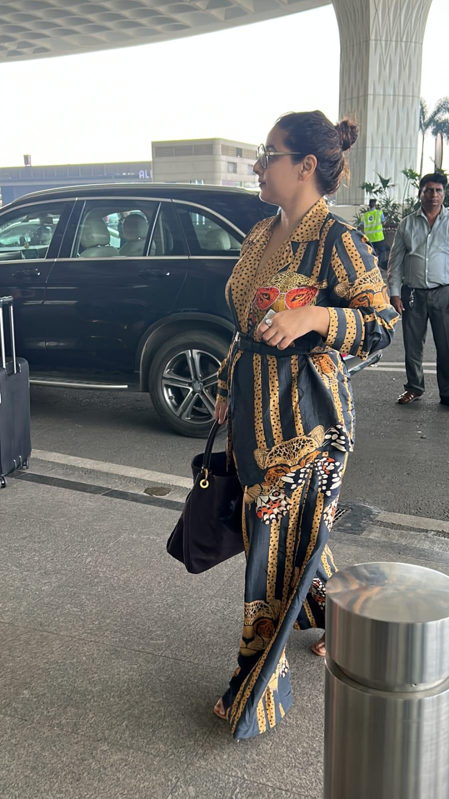 Vidya Balan looked stunning in a printed jumpsuit as she was clicked at the airport
