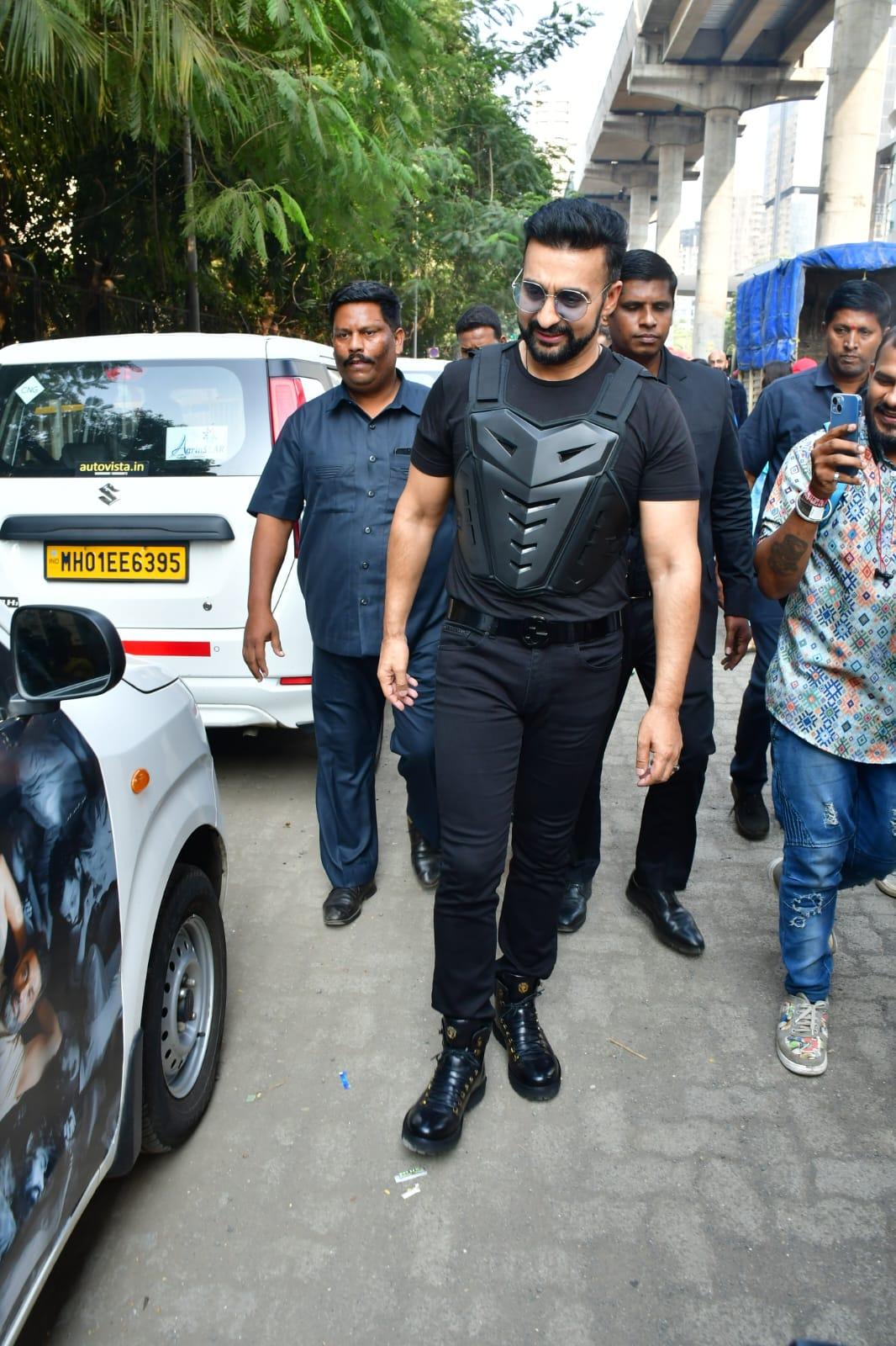 Raj Kundra finally removed his mask as he went to attend the trailer launch event of his upcoming film 'UT69'