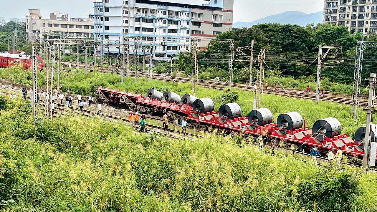 The freight train that derailed in Panvel