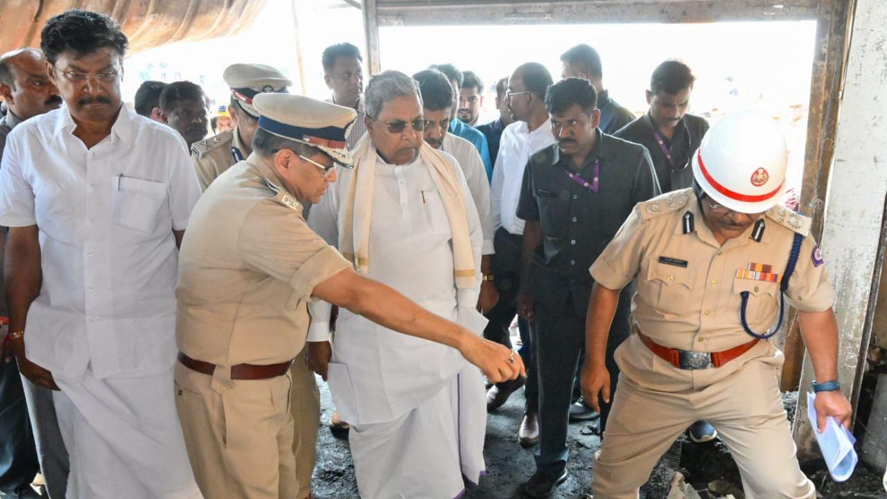 CM Siddaramaiah and Deputy CM DK Shivakumar, on Sunday, visited the site of fire and hospital where the injured persons are undergoing treatment and interacted with them.