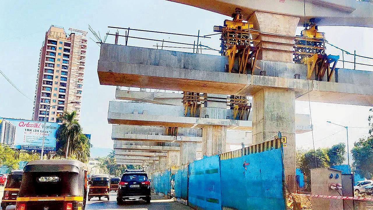 Construction work being carried out for the Metro-9 project. File Pic/Nimesh Dave