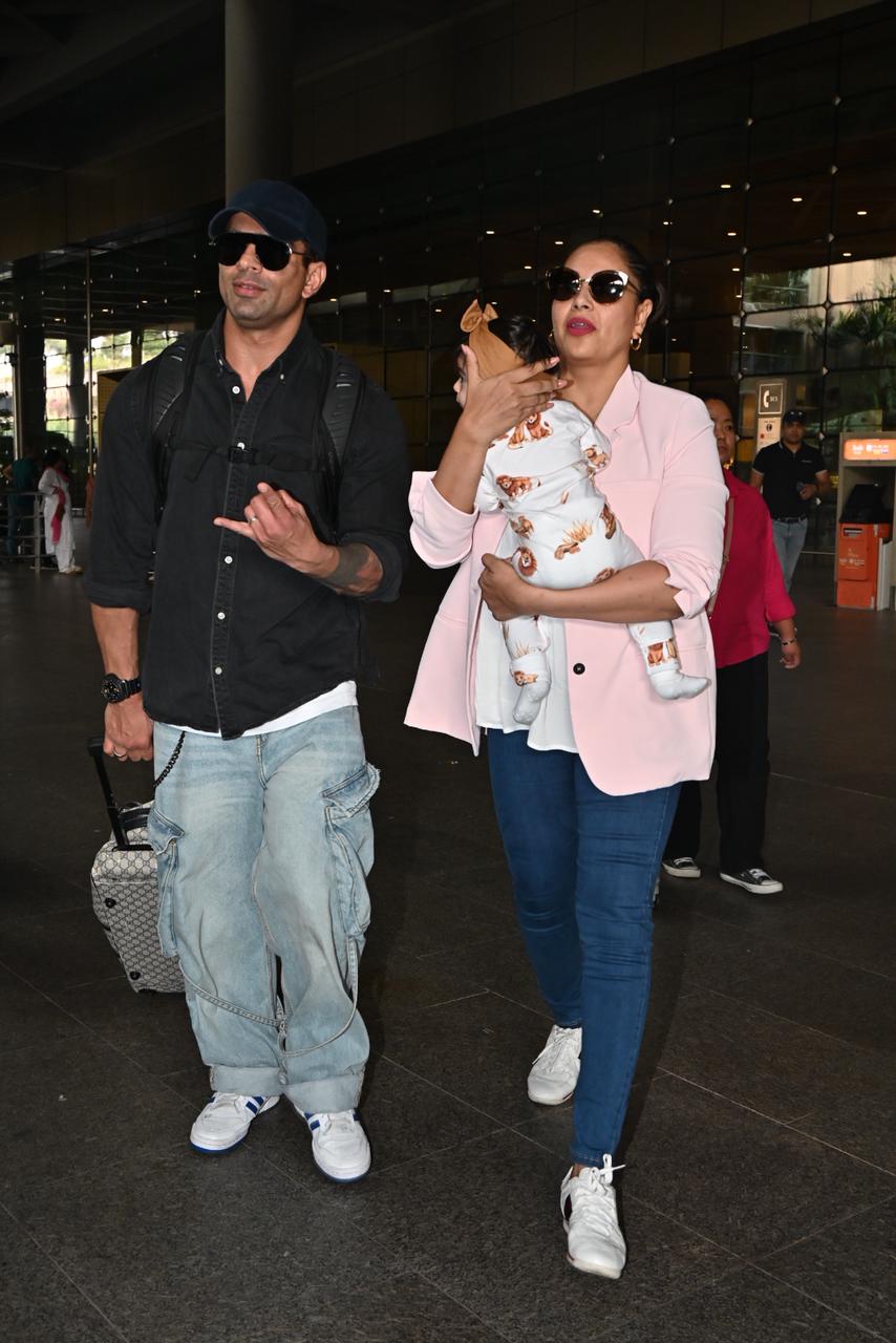 Bipasha Basu and Karan Singh Grover were clicked at the airport with their daughter Devi