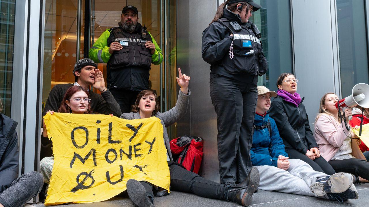 The demonstration was part of a series of protests coinciding with the Energy Intelligence Forum held in London from October 17 to October 19.