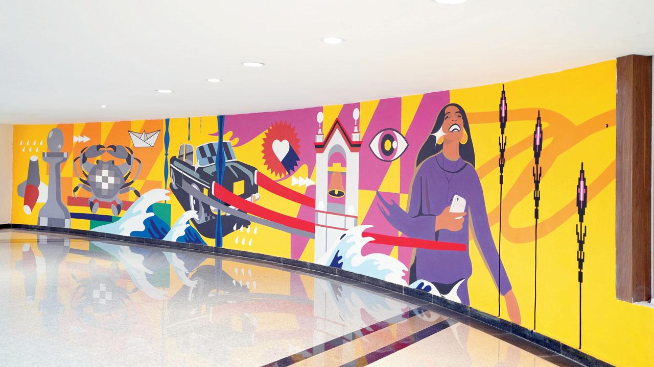 The mural by Shaikh features local and storied elements