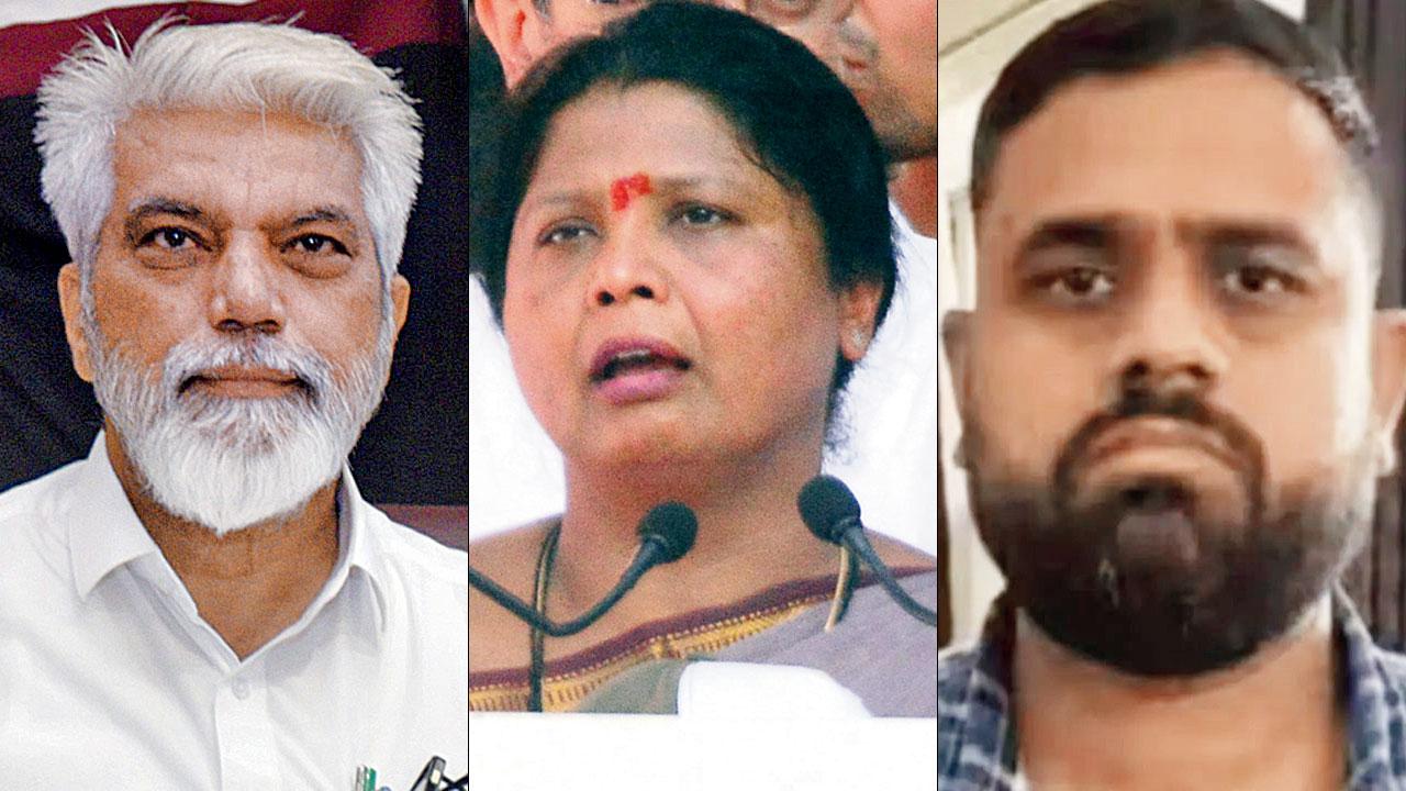 (From left) PWD Minister Dada Bhuse; Sushma Andhare, Shiv Sena (UBT) leader; Lalit Patil, the drug kingpin
