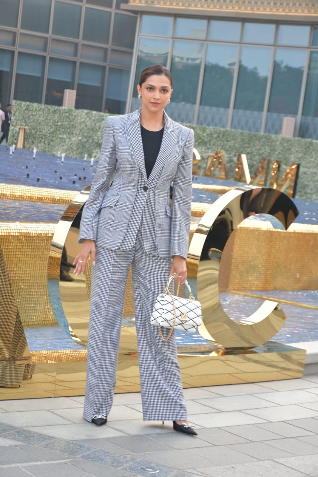 Deepika Padukone was clicked as she attended the 141st International Olympic Committee Session at the Nita Mukesh Ambani Cultural Centre in Mumbai on Saturday