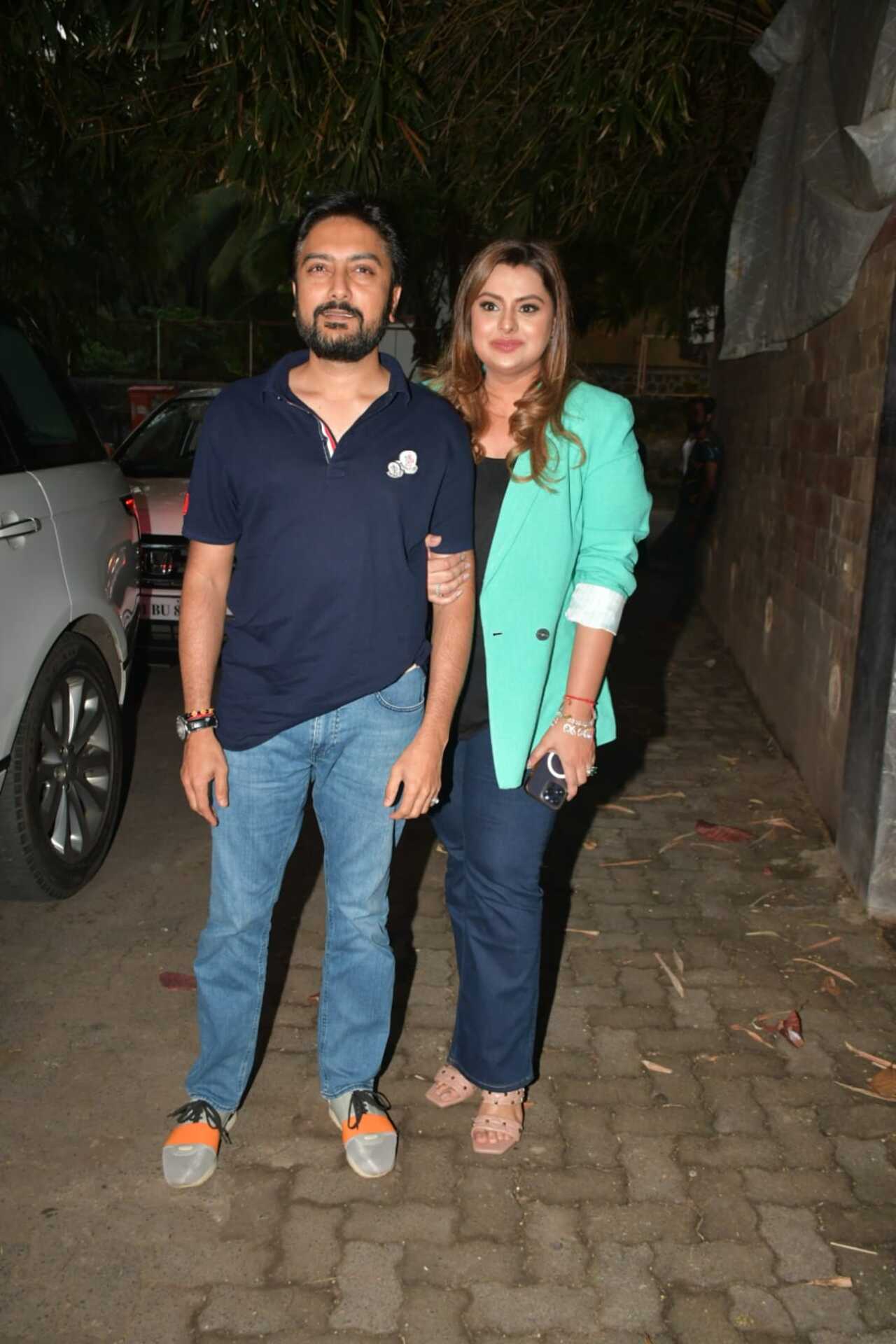 Deepshikha Deshmukh, the producer of Mission Raniganj, attended the screening with her husband, politician Dheeraj Deshmukh