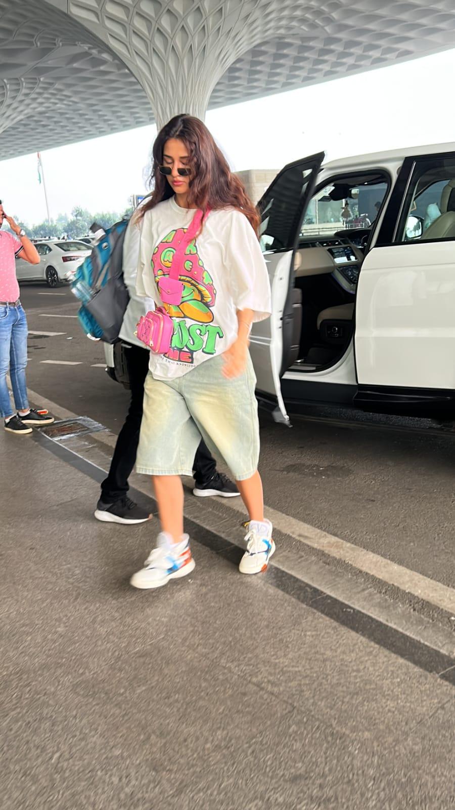 Disha Patani aced her airport look with a funky outfit