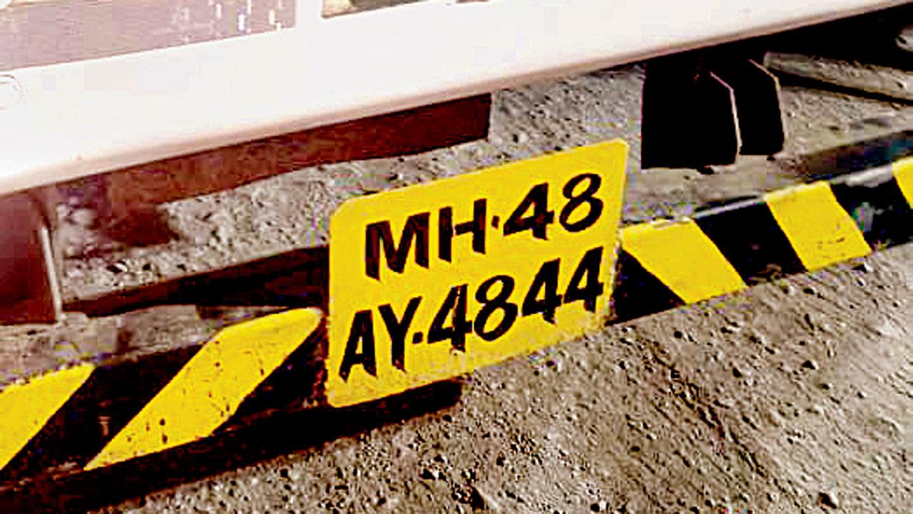 The licence plate of the dumper which crushed the woman