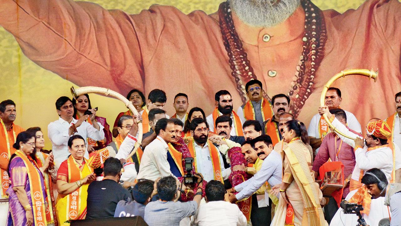 CM Shinde said Narendra Modi and the BJP-led alliance will continue being in power. Pic/Sayyed Sameer Abedi