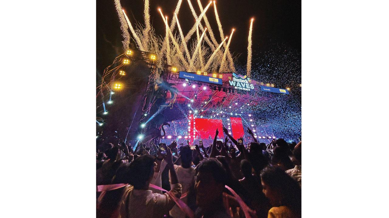 The highlight of the concert was the fireworks that lit up the sky
