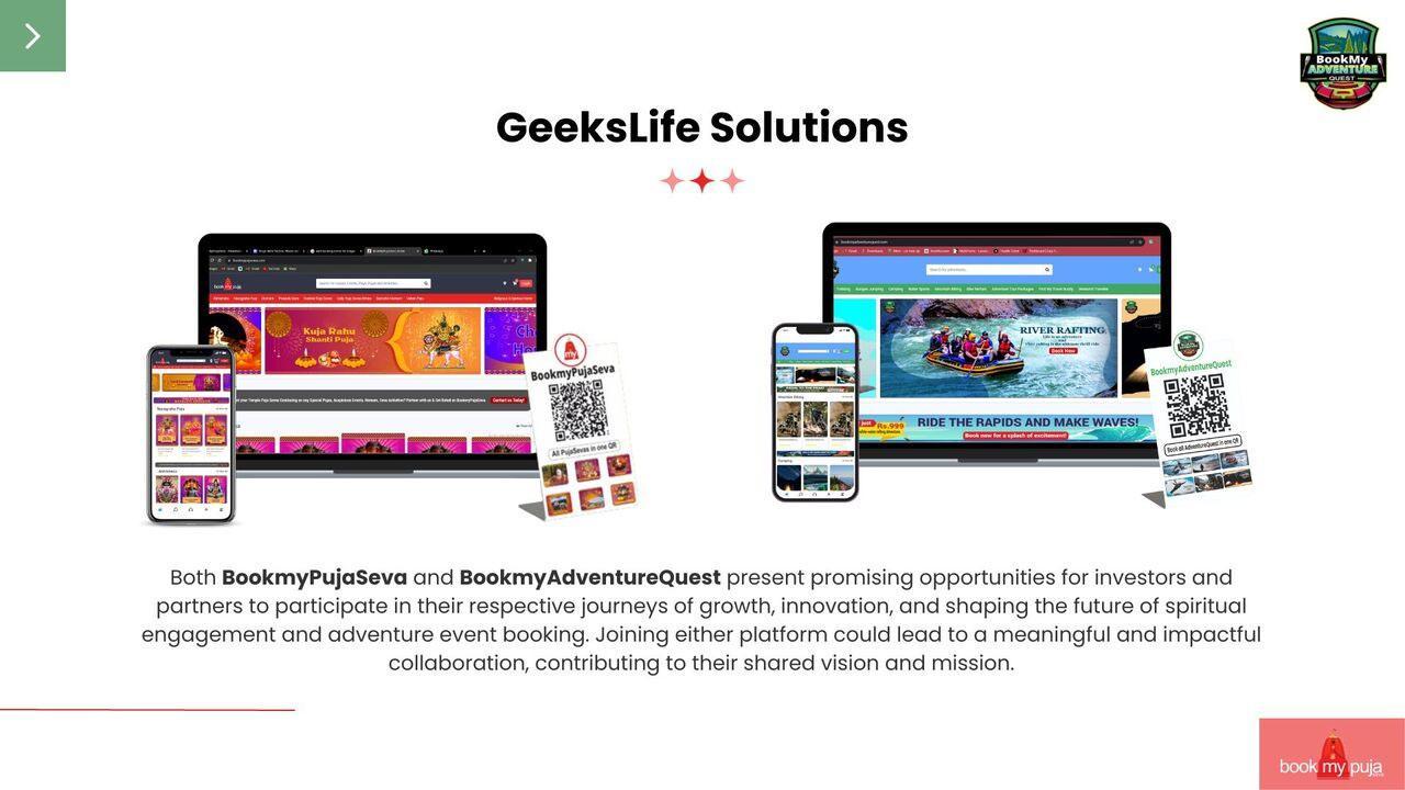 GeeksLife Technology Solutions Pioneering Tech Innovation with BookMyPujaSeva and BookMyAdventureQuest