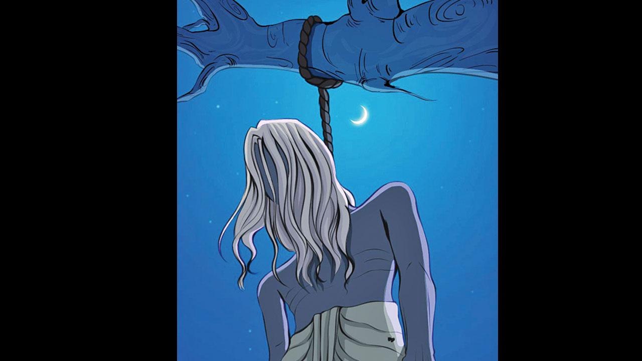 A panel featuring Vetaal’s corpse