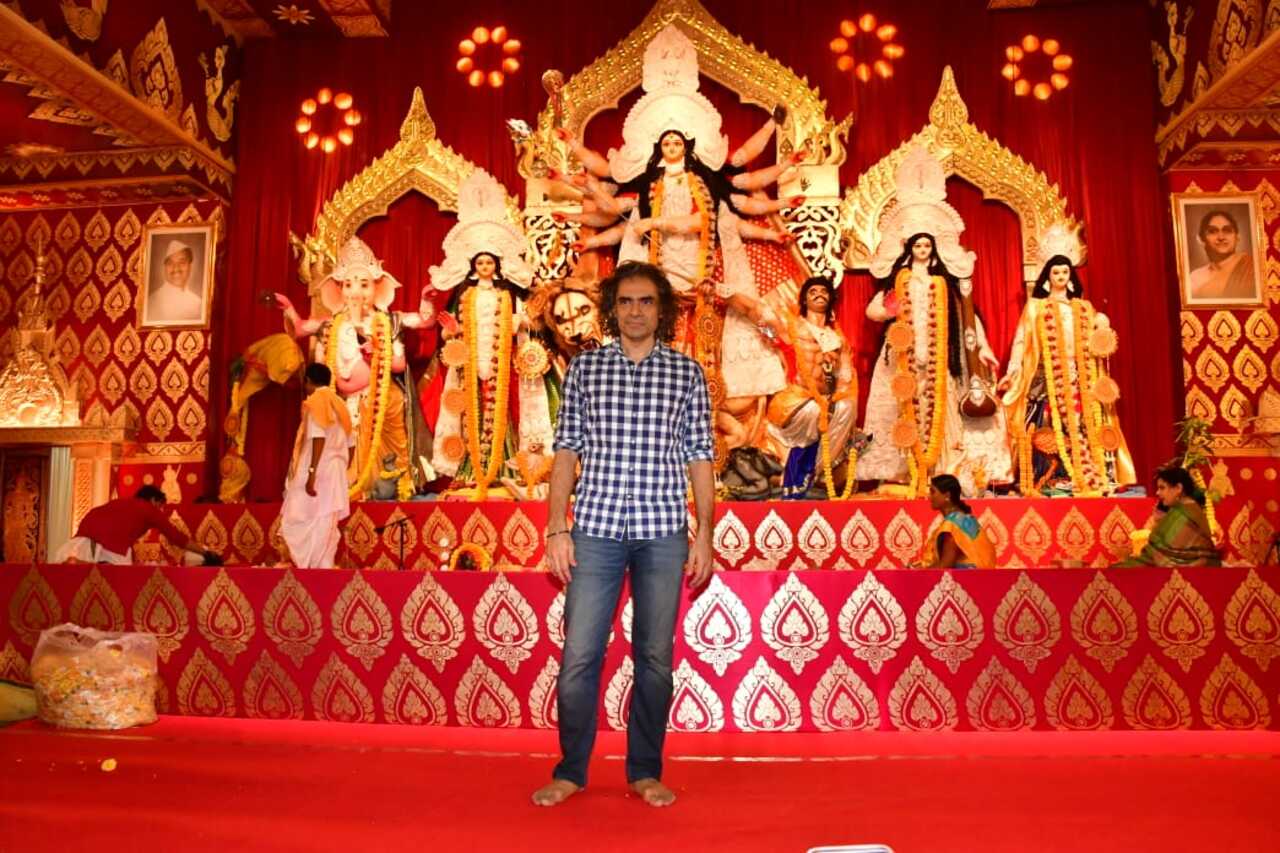 Imtiaz Ali was spotted as he went to seek blessing at the Durga Puja pandal in Juhu