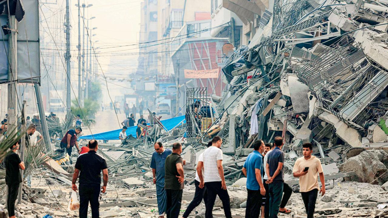 A building that collapsed after an Israeli air strike in Gaza City