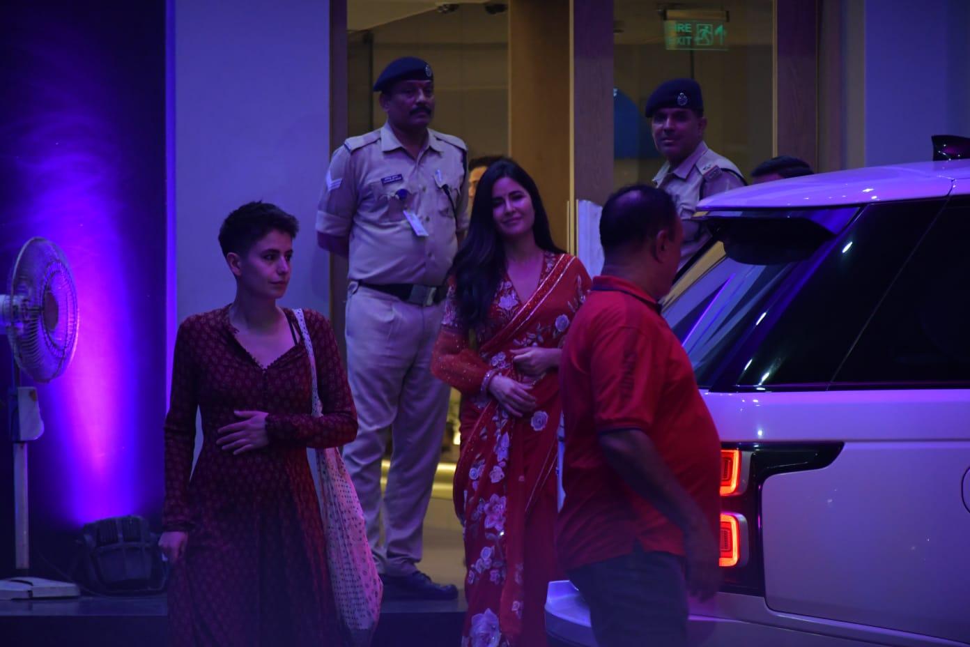 Katrina Kaif was spotted at the Kalina airport wearing a stunning red saree