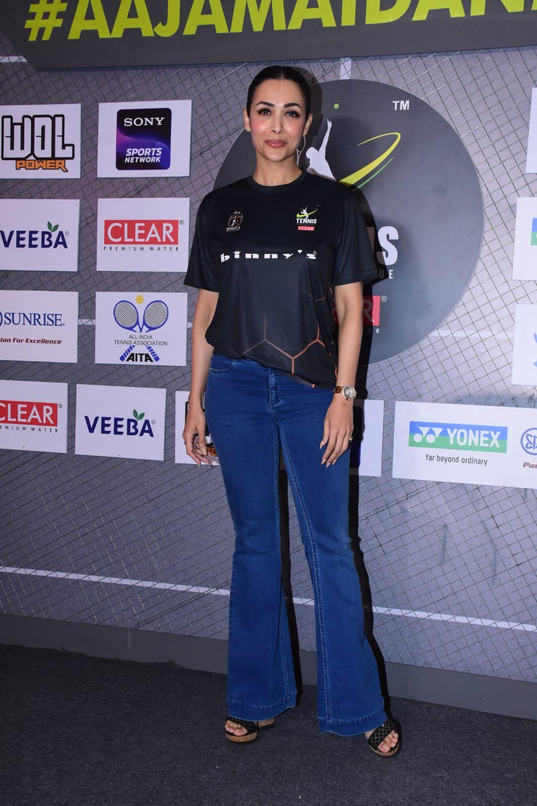 Malaika Arora was also spotted at the Sahara Star as she went to attend the Tennis Premier League season 5 auctions