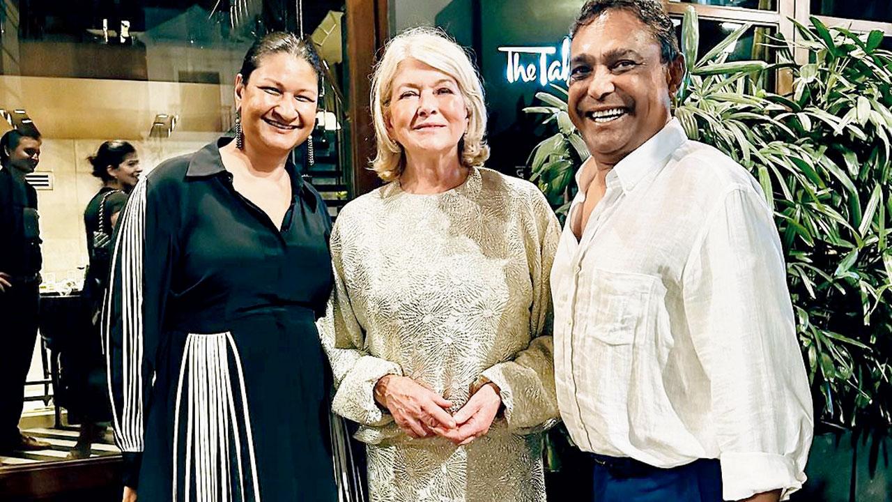 Gauri Devidayal, Martha Stewart and Jay Yousuf post dinner