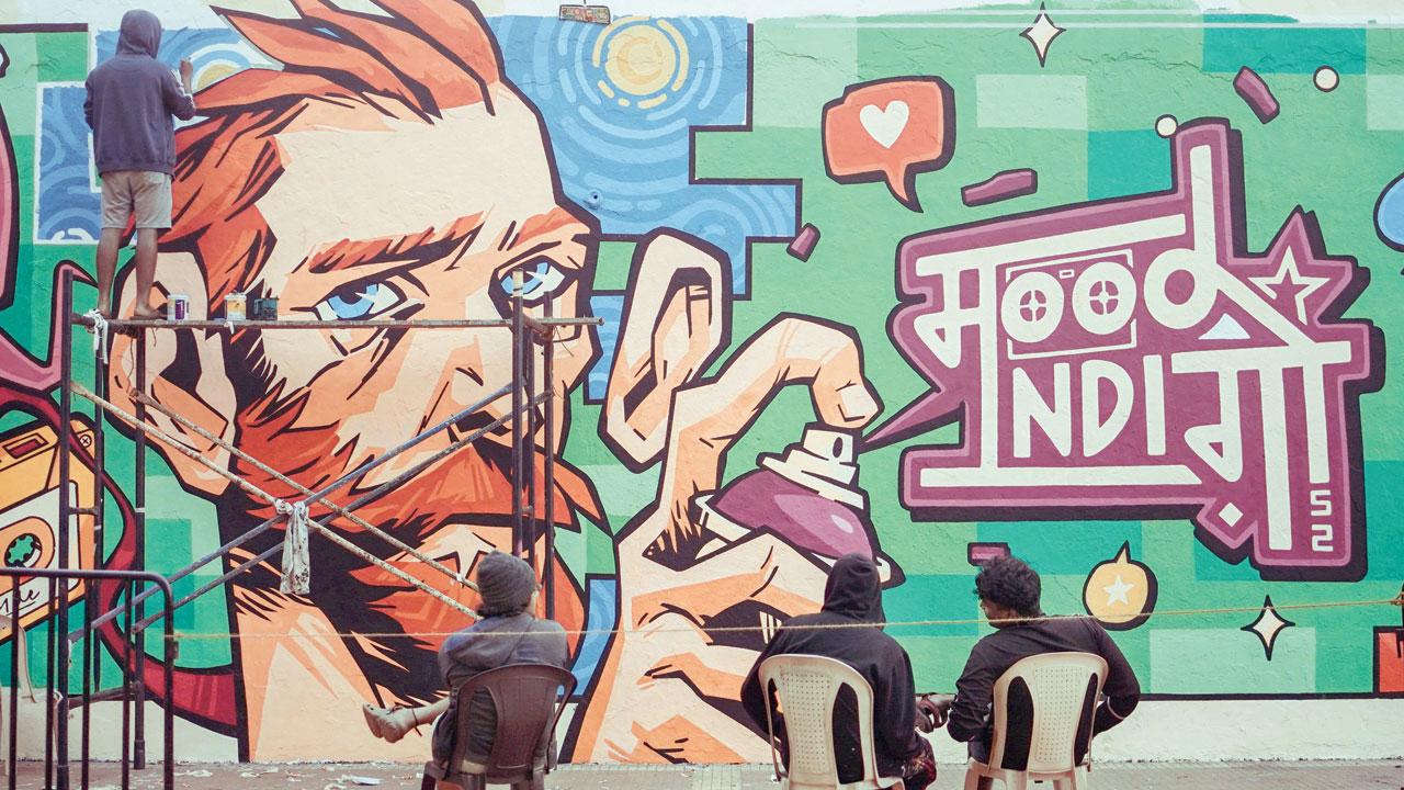 Wall paintings at the IIT Bombay campus designed as part of last year’s Mood Indigo