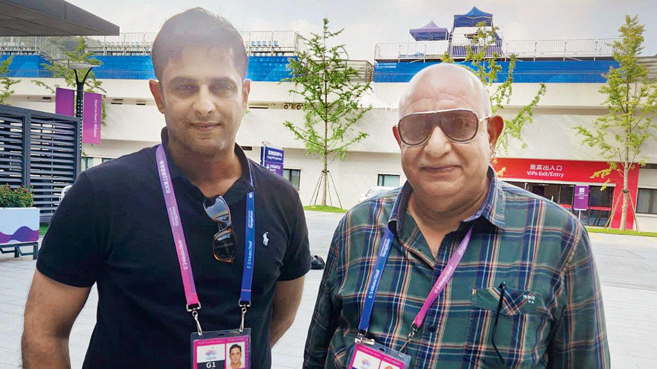 NRAI chief Kalikesh Narayan Singh Deo (left) and NRAI secy general Sultan Singh at Hangzhou recently. Pic/Ashwin Ferro