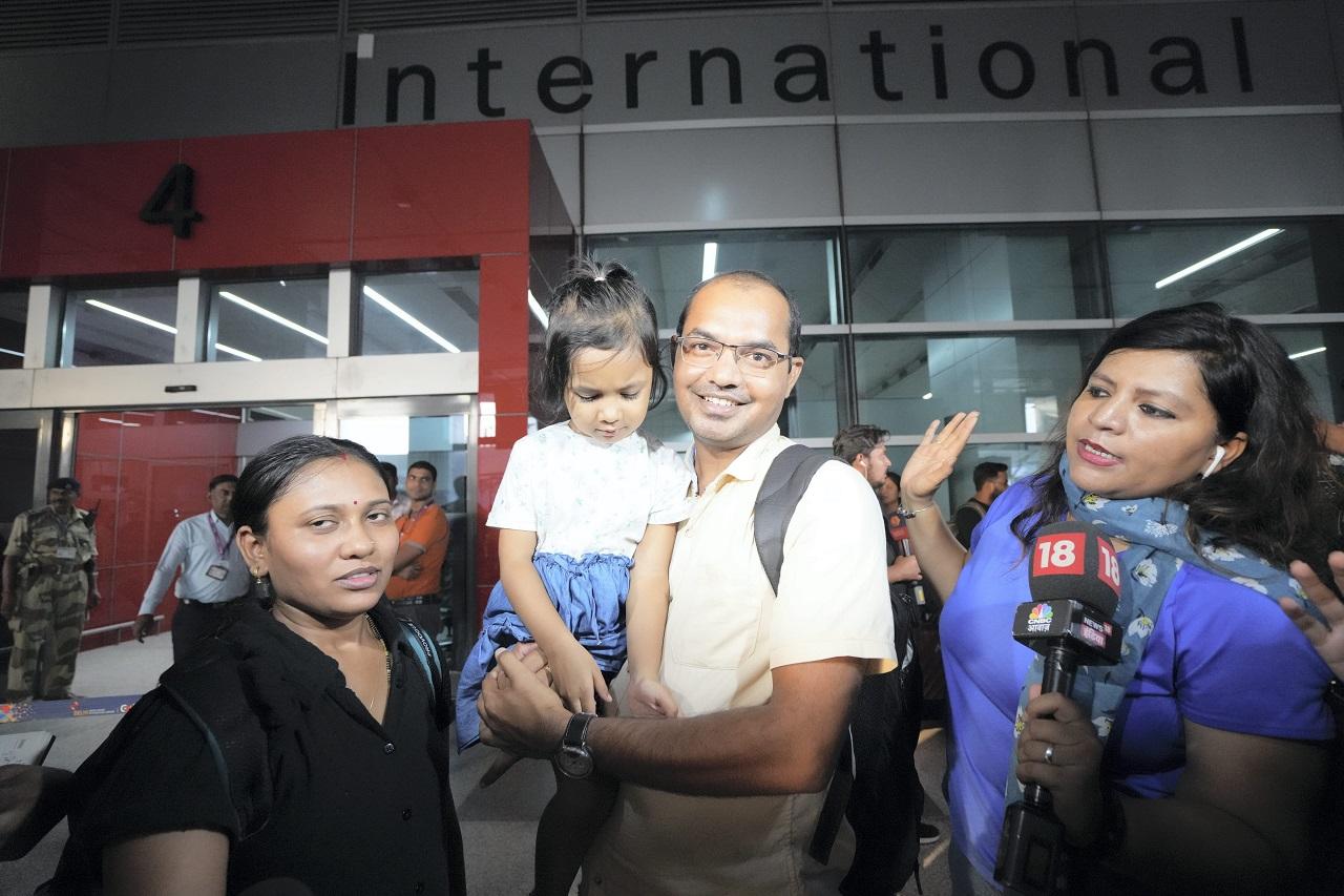 Union Minister Rajeev Chandrasekhar welcomed the passengers at the Delhi airport as they streamed into the lounge area from the tarmac side. He greeted them with folded hands and also shook hands with many of them saying, 