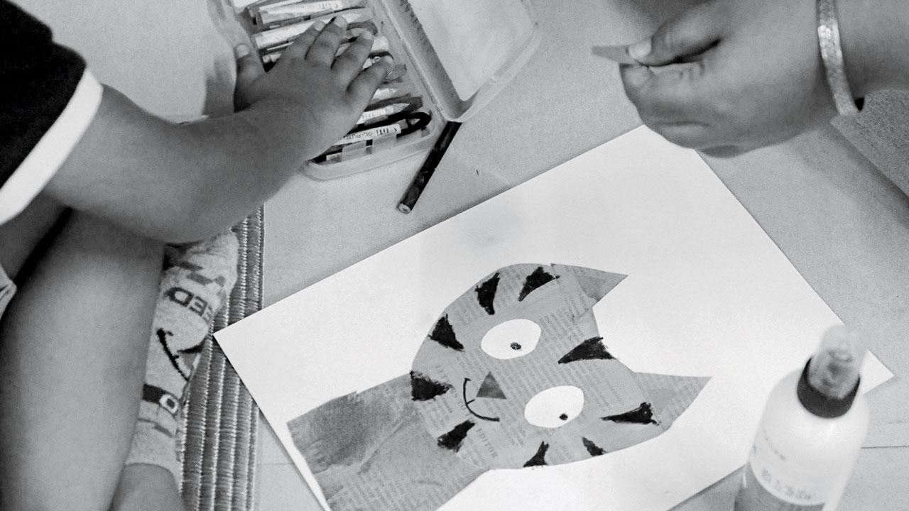 A paper cut artwork created by a child