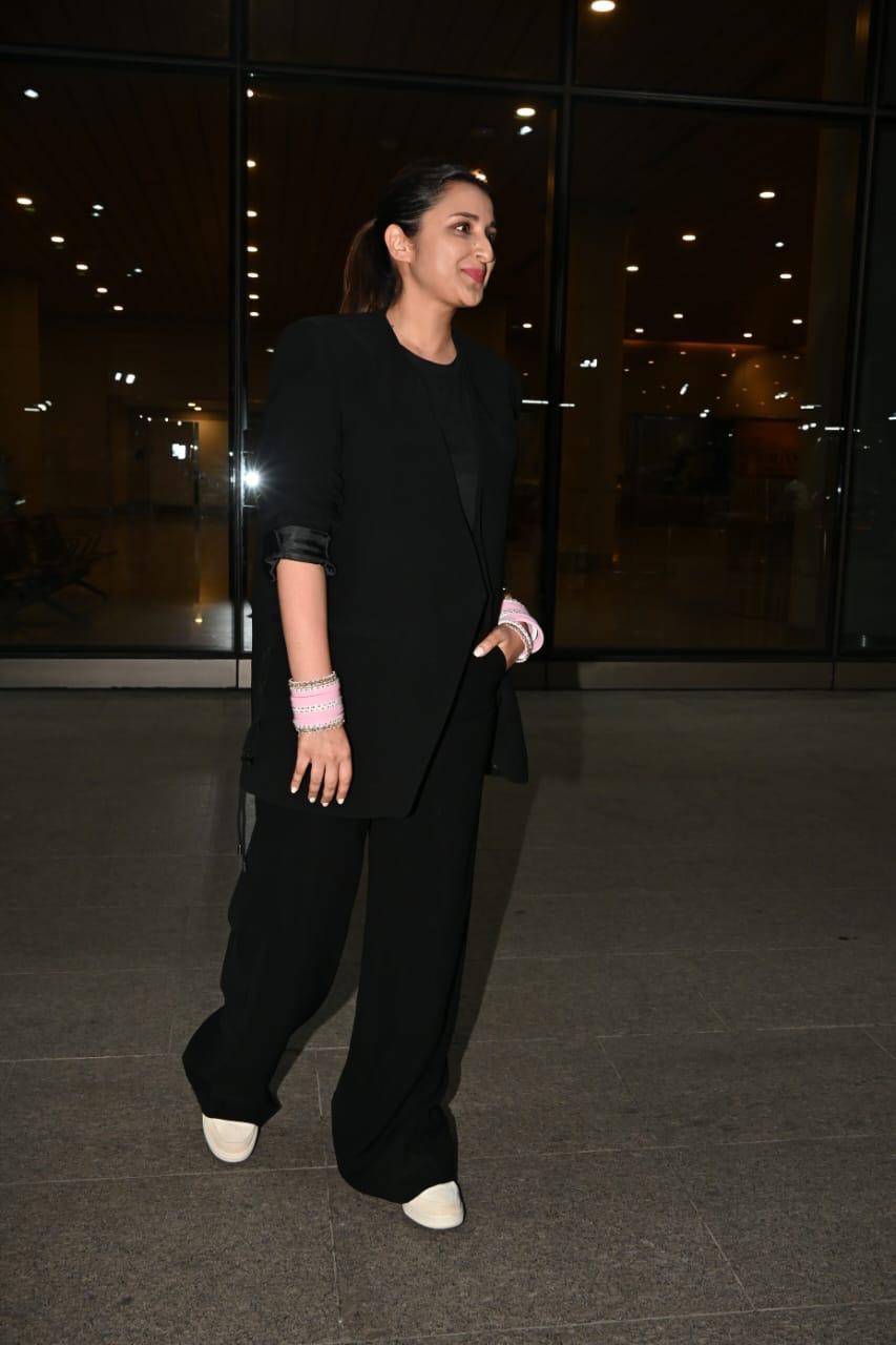 Parineeti Chopra was spotted donning all-black attire at the airport