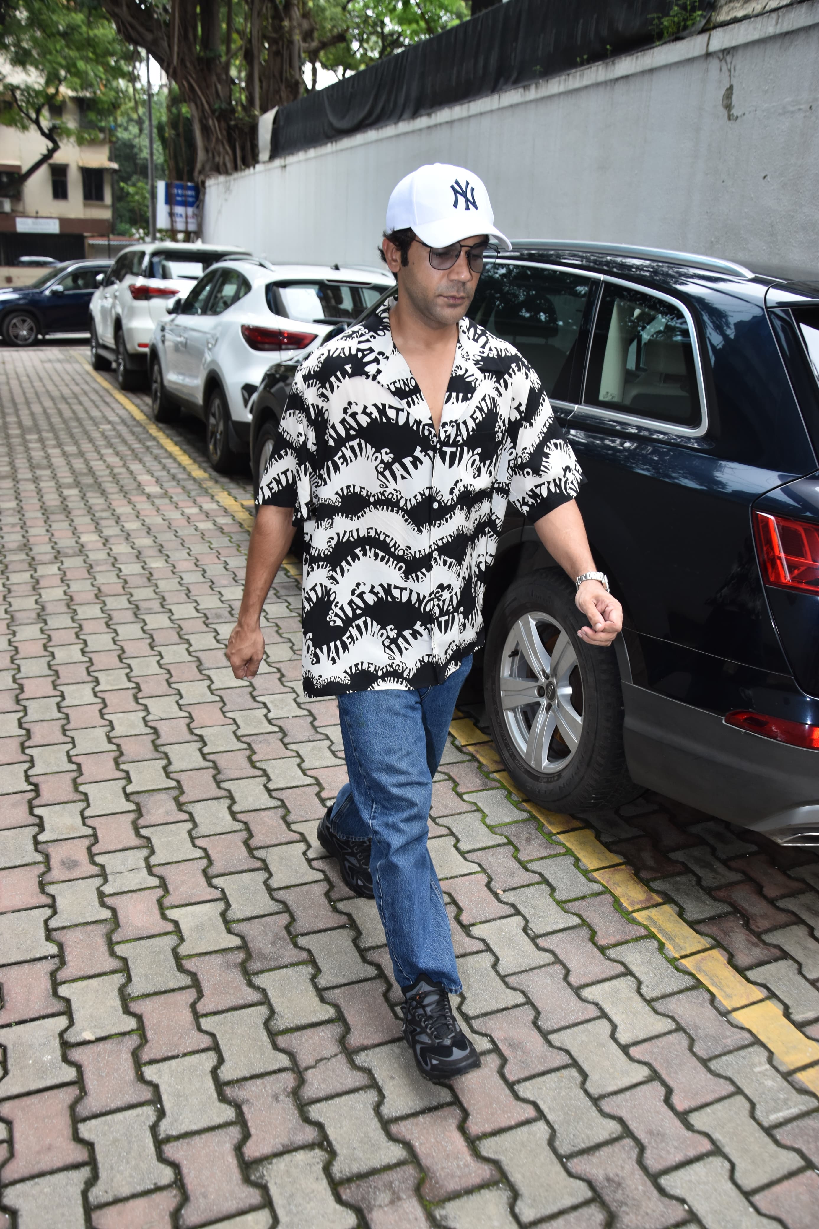 Rajkummar Rao was snapped wearing a cool printed shirt paired with blue jeans