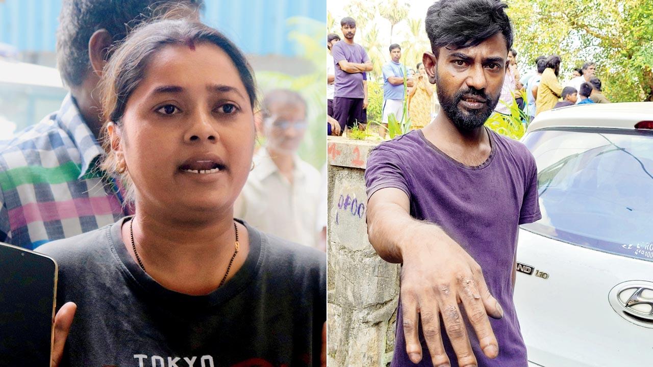 Kiran Tushamad, who lost her 12-year-old cousin Diya; (right) Vishal Rathod, who escaped with minor injuries