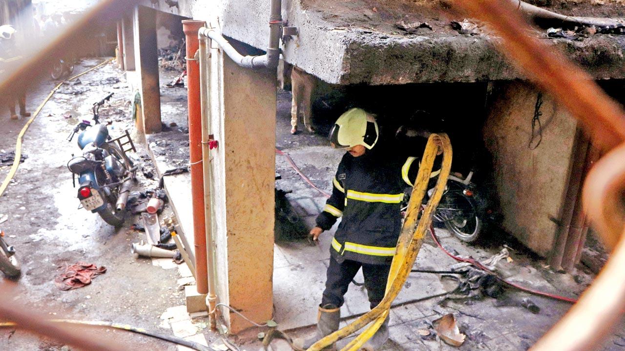 The remains of Jay Bhavani building in Goregaon West on Friday. Pics/Anurag Ahire