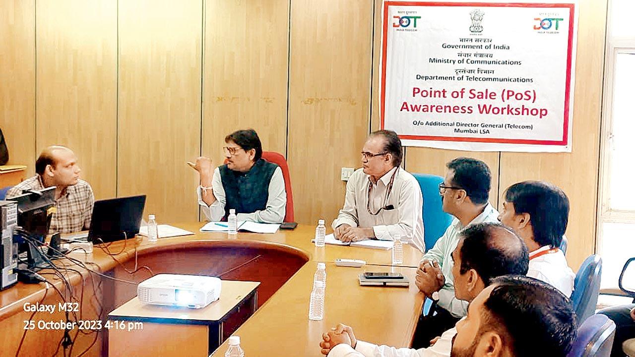 Nodal officers of telecom firms and officials attend the workshop at the BSNL office in Juhu on Wednesday