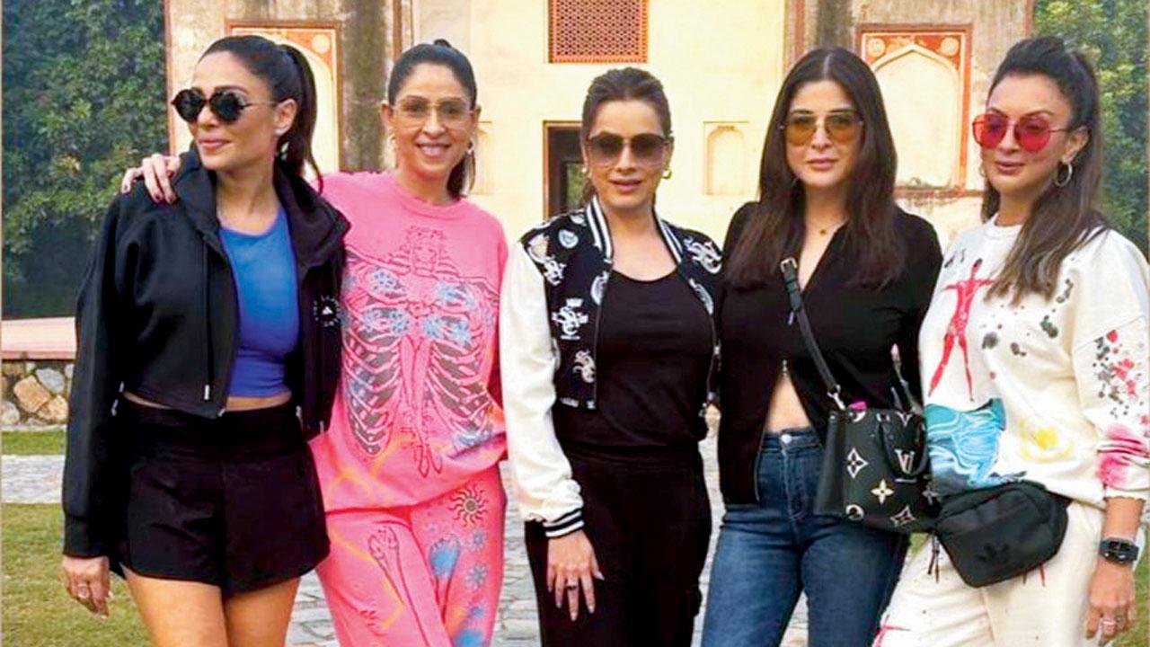 The cast shot with entrepreneur Kalyani Saha (left) in Delhi yesterday